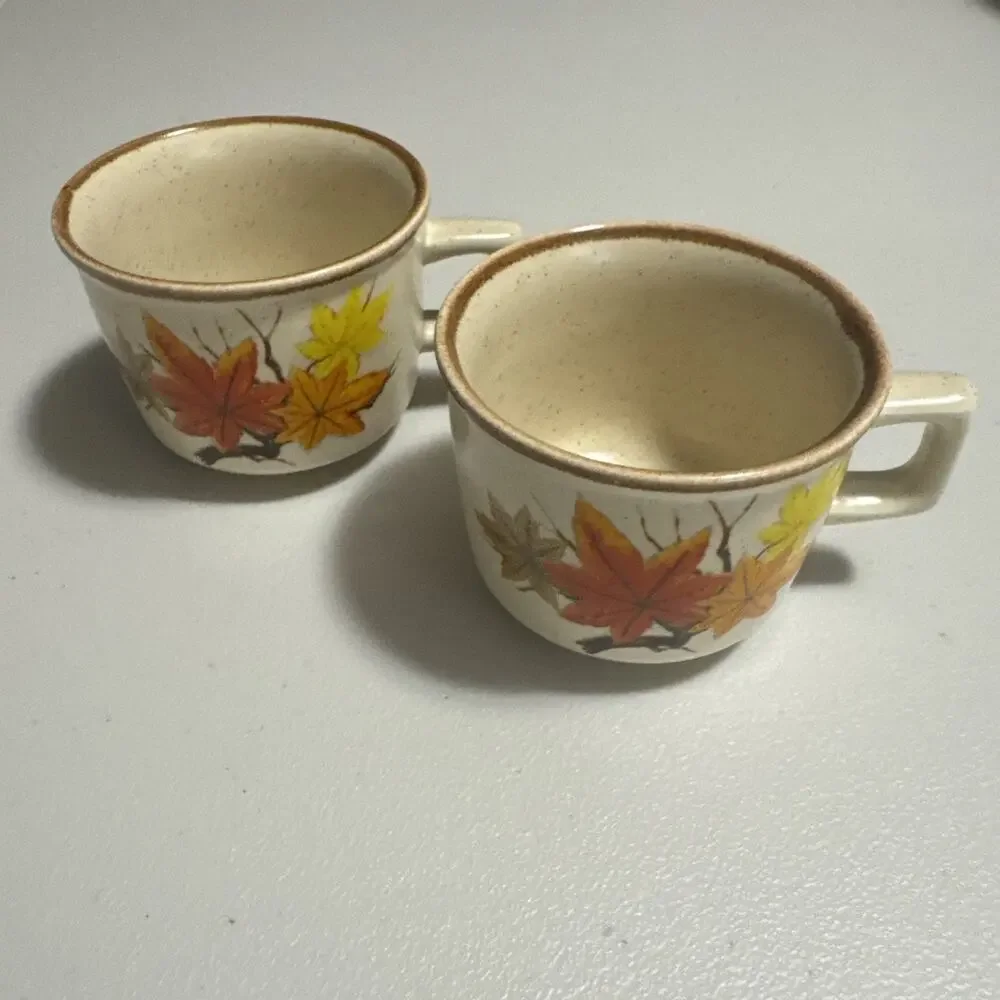 VTG Set of 2 Mikasa Imperial Maple‎ Flat Cup Flower Arrangement Japanese Art Mug